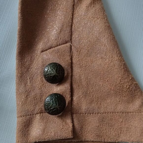Very Vera Copper Brown Faux Suede Embellished Lightweight Jacket Women's Large - Picture 11 of 12